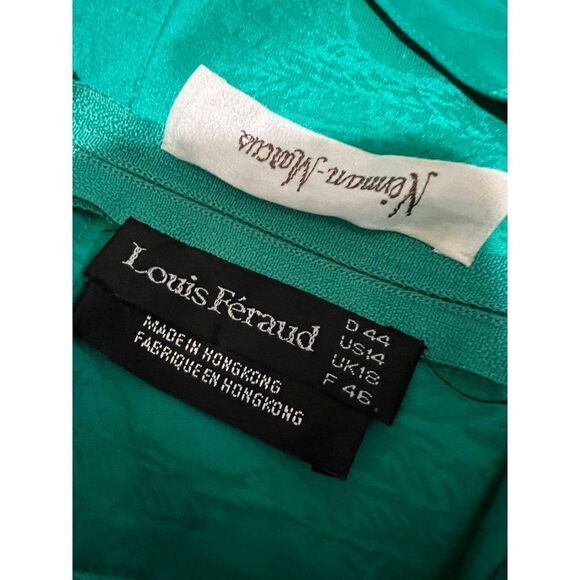 LOUIS FERAUD x Neiman Marcus Green Floral Print Pleated Hem Midi Dress S… - Picture 5 of 7